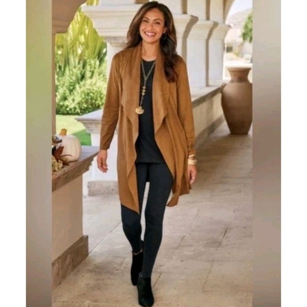 Boho-Chic Western NWT Soft Surroundings Draped Shape Faux Suede Jacket Sz Medium